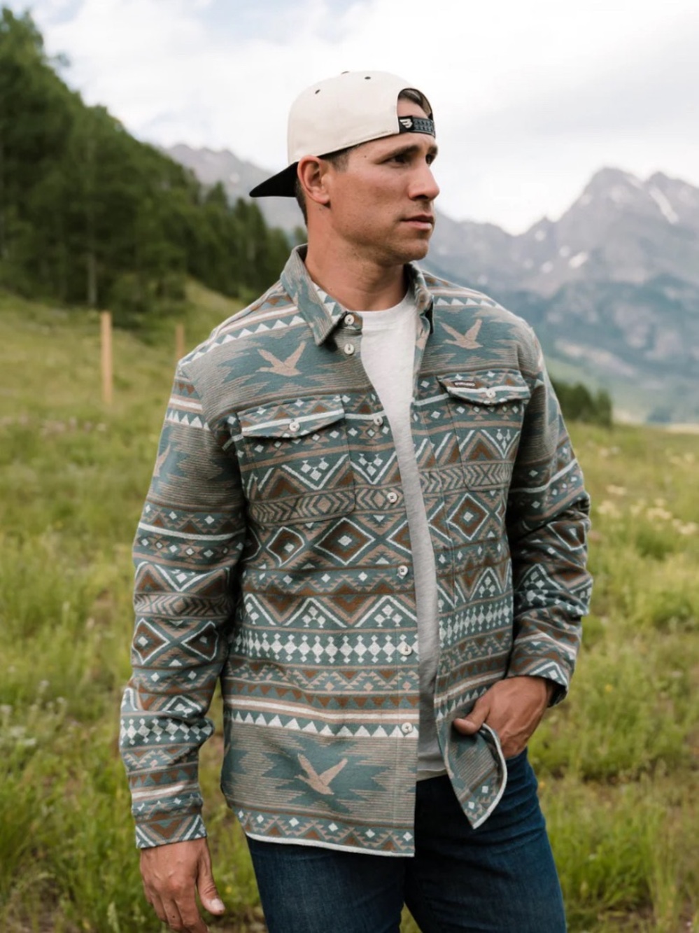 Burlebo Vintage Heavyweight Flannel - Whitetail Aztec - Olive